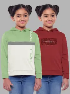 HELLCAT HELLCAT Girls Pack Of 2 Printed Hooded Cotton Sweatshirt