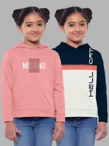 HELLCAT Girls Pack Of 2 Printed Hooded Cotton Sweatshirt