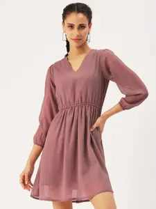 DressBerry Fit & Flare Puff Sleeve Georgette Dress