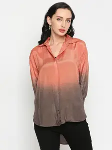 Remanika Women Comfort Ombre High Low Cotton Casual Shirt