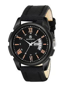 MARKQUES Men Patterned Dial & Leather Straps Analogue Multi Function Watch IND-770101