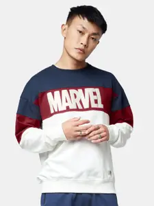 The Souled Store Men Marvel Typography Printed Cotton Oversized Sweatshirt