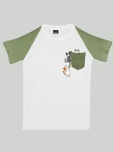 RISH Boys Printed Raglan Sleeves Cotton T-shirt
