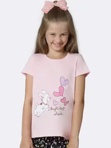 Van Heusen Girls Pure Cotton Printed Rose Shadow Ultra Soft Lounge T-shirt