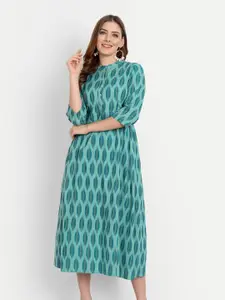 githaan Abstract Printed A-Line Midi Cotton Dress
