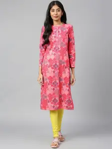 AURELIA Floral Band Collar Printed Kurta