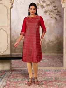 AURELIA Triangle Foil Printed Round Neck Straight Kurta