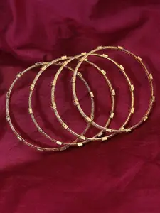 Adwitiya Collection Set Of 4 Gold-Plated Stone-Studded Bangles