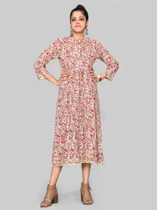 SHOOLIN Printed Floral Organic Cotton Midi Dress