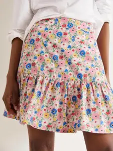 La Aimee Printed Tiered Poplin Mini Skirt