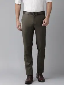 Van Heusen Men Solid Slim Fit Mid-Rise Plain Woven Flat-Front Formal Trousers