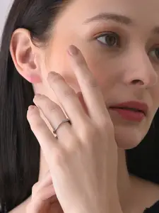 SOHI Women Silver-Plated Stone-Studded Adjustable Finger Rings