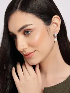 SOHI Women Silver-Plated Contemporary Drop Earrings