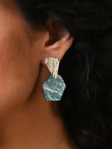 SOHI Gold-Plated Contemporary Drop Earrings