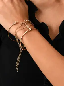SOHI Women Set Of 4 Gold-Toned Gold-Plated Bangle-Style Bracelet