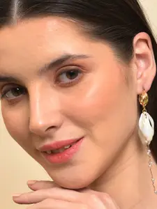 SOHI Gold-Plated Contemporary Drop Earrings