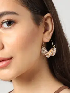 SOHI Gold-Toned Contemporary Hoop Earrings