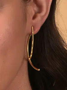 SOHI Gold-Toned Contemporary Studs Earrings