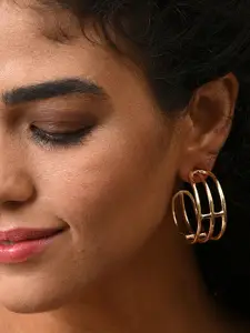 SOHI Gold Plated Contemporary Half Hoop Earrings