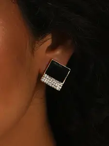 SOHI Silver Plated Contemporary Studs Earrings