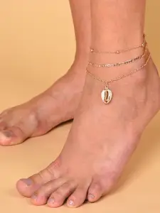 SOHI Set Of 3 Gold Plated Designer Anklet
