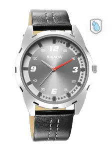 Sonata Men Brass Embellished Dial & Leather Bracelet Style Straps Analogue Watch