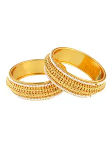 Adwitiya Set of 2 Gold-Plated & Stone-Studded Bangles