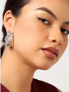 SOHI Gold-Plated Contemporary Half Hoop Earrings