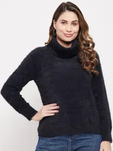 Madame Women Acrylic Pullover With Fuzzy Detail
