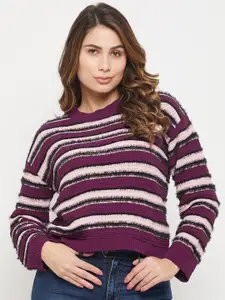 Madame Women Acrylic Striped Pullover