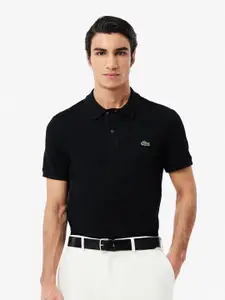 Lacoste Men Black Cotton Polo Collar T-shirt