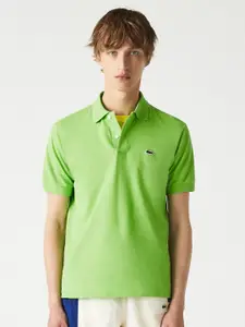 Lacoste Men Green Cotton Polo Collar T-shirt