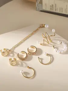 Jewels Galaxy Pack Of 3 Gold-Plated Contemporary Hoop Earrings