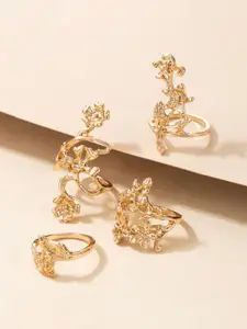 Jewels Galaxy Set Of 4 Gold-Plated Adjustable Finger Rings