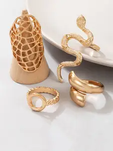 Jewels Galaxy Set Of 4 Gold-Plated Adjustable Finger Rings