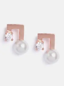 MINUTIAE Gold Plated Geometric Studs Earrings