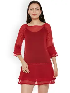 Oxolloxo Women Red Solid A-Line Dress