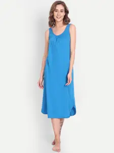 BLAZON Dreams Super Combed Cotton Lace Patchwork Longline Nighty Slip