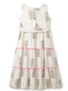 YK Girls Floral Printed Cotton Dress