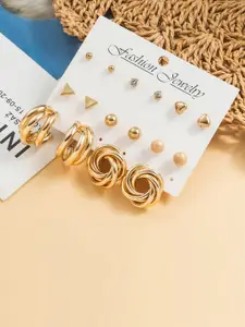 Jewels Galaxy Pack Of 6 Gold-Plated Contemporary Studs Earrings