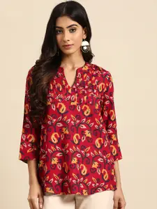 all about you Ethnic Motifs Printed Pleated Top