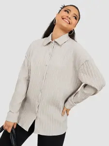 Styli Women Self Design Casual Shirt