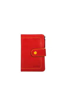 CALFNERO Women Red & Green Leather Two Fold Wallet