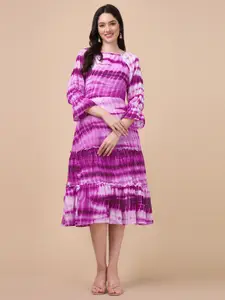 GUFRINA Tie and Dye Georgette A-Line Midi Dress