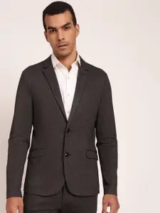 LINDBERGH Men Checked Patterned Single-Breasted Slim-Fit Blazers