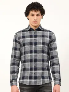 LINDBERGH Men Slim Fit Checked Pure Cotton Casual Shirt
