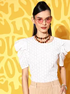 Berrylush White Power Shoulder Top