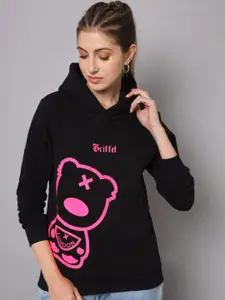 GRIFFEL Women Printed Hooded Fleece Sweatshirt