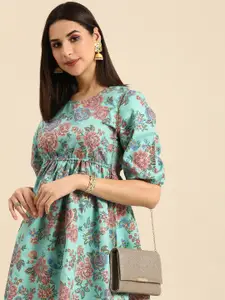 Anouk Floral Empire Dress with Cut-Out