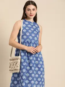 Anouk Ethnic Motifs Printed Pure Cotton Sleeveless A-Line Dress